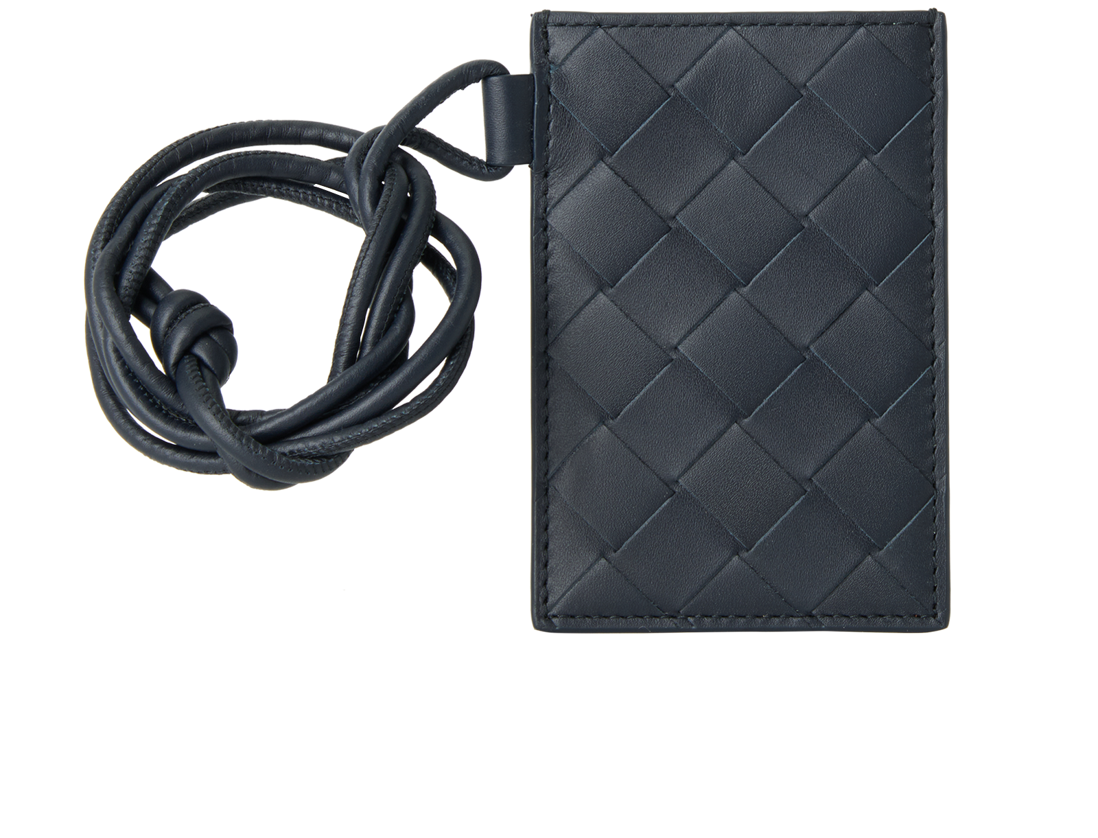 Bottega Veneta Intrecciato Badge Holder, &pound;180, Accessories, Navy, Leather, Back view